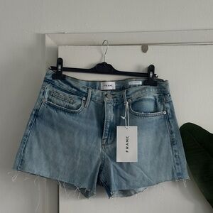 Frame Denim Blue Jean Shorts High-Waisted Cut